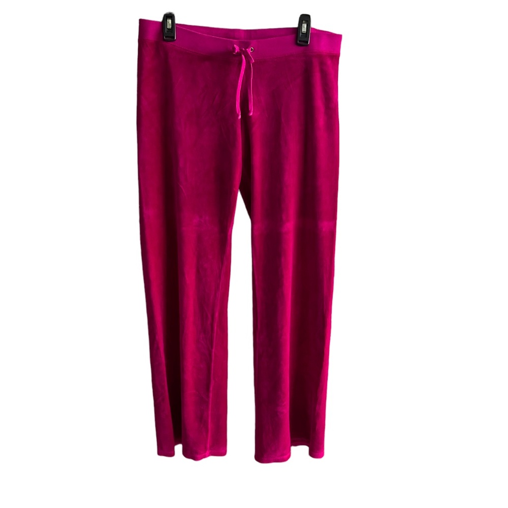JUICY COUTURE VTG Juicy Forever Magenta Velvet Wide Leg Sport Pants Size L. - Picture 1 of 6